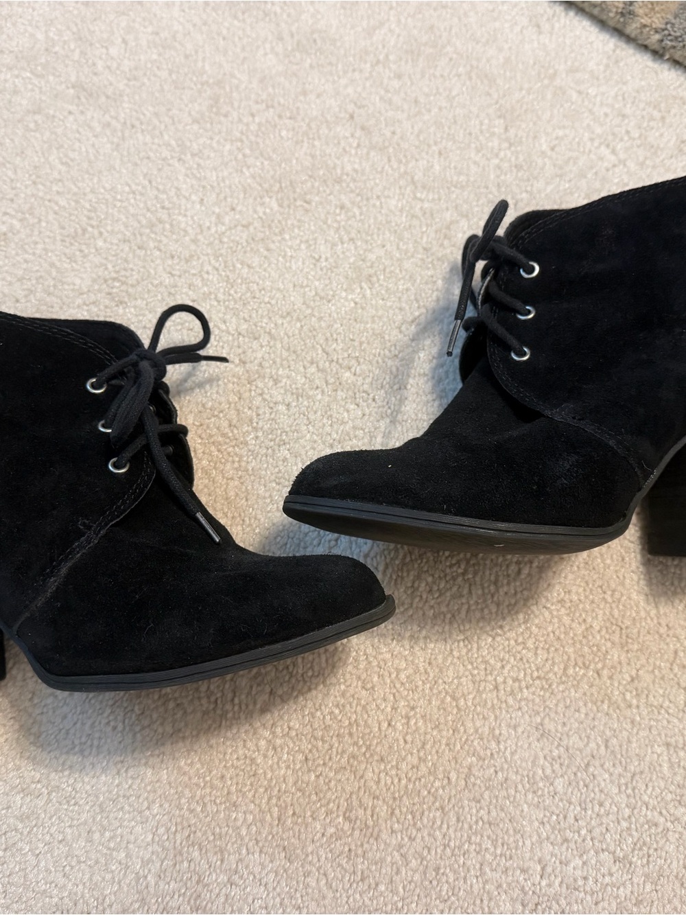 BCBGeneration Black Suede Lace-Up Ankle Booties